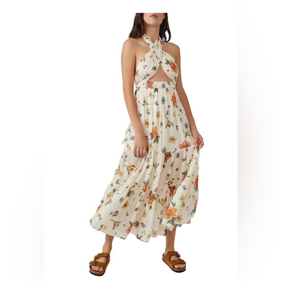 FREE PEOPLE Convertible LUNA Floral Maxi Skirt ivory size small - Picture 8 of 10